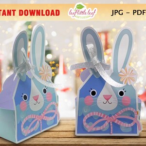 Easter Bunny Treat Box Printable, Easter Favor Box, Bunny Box Template, Easter Box Gift, Favor Bags Easter Decoration, INSTANT DOWNLOAD