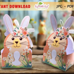 Easter Bunny Treat Box Printable, Easter Favor Box, Bunny Box Template, Easter Box Gift, Favor Bags Easter Decoration, INSTANT DOWNLOAD