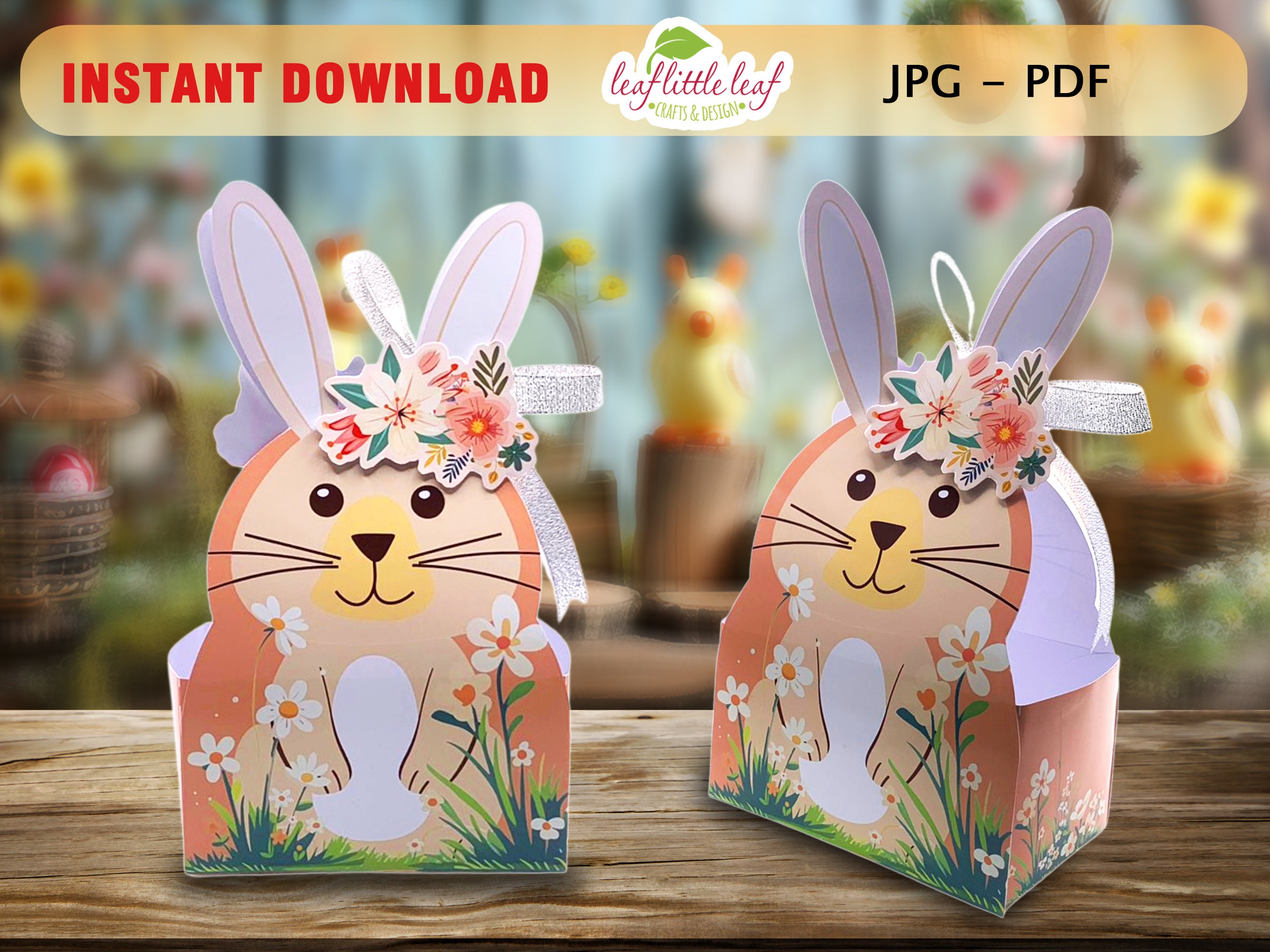 Easter Bunny Treat Box Printable, Easter Favor Box, Bunny Box Template ...
