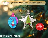 3D Paper Christmas Ornaments Coloring Craft for Children, Paper Craft, Coloring for Kids, Christmas Activity for Kid