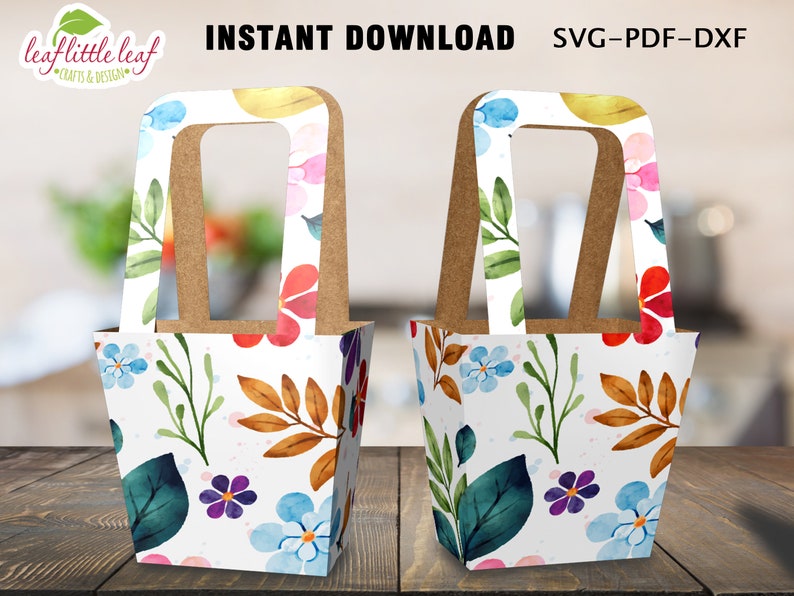 Box Package With Handle Template, Flower Package Bag, Valentine Package ...