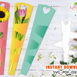 Blumenverpackung Vorlage, Blumenpaket Geschenk, Valentinstag Paket Geschenk, SVG DXF PDF, Cricut, Letter-A4-A3 Blätter, Instant Download