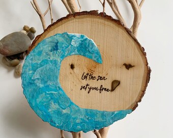 Ocean | beach | coastal | nautical themed wood burned art | let the sea set you free 1