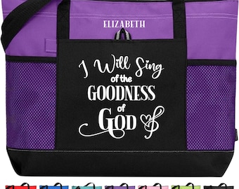 I Will Sing of the Goodness of God, Choir Bag, Bible Study Bag, Bible Tote, Music Tote, Gift for Choir Director, Christian Woman Tote