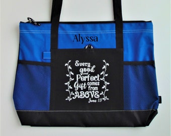 Scripture Tote, "Every Good and Perfect Gift" James 1:17 Tote, Christian Woman Tote, Inspirational Tote, Spiritual Gift