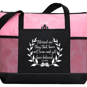 Scripture Tote, John 20:29 Blessed Are They That Believe, Christian Woman Tote, Inspirational Bag, Bible Study Tote Bag