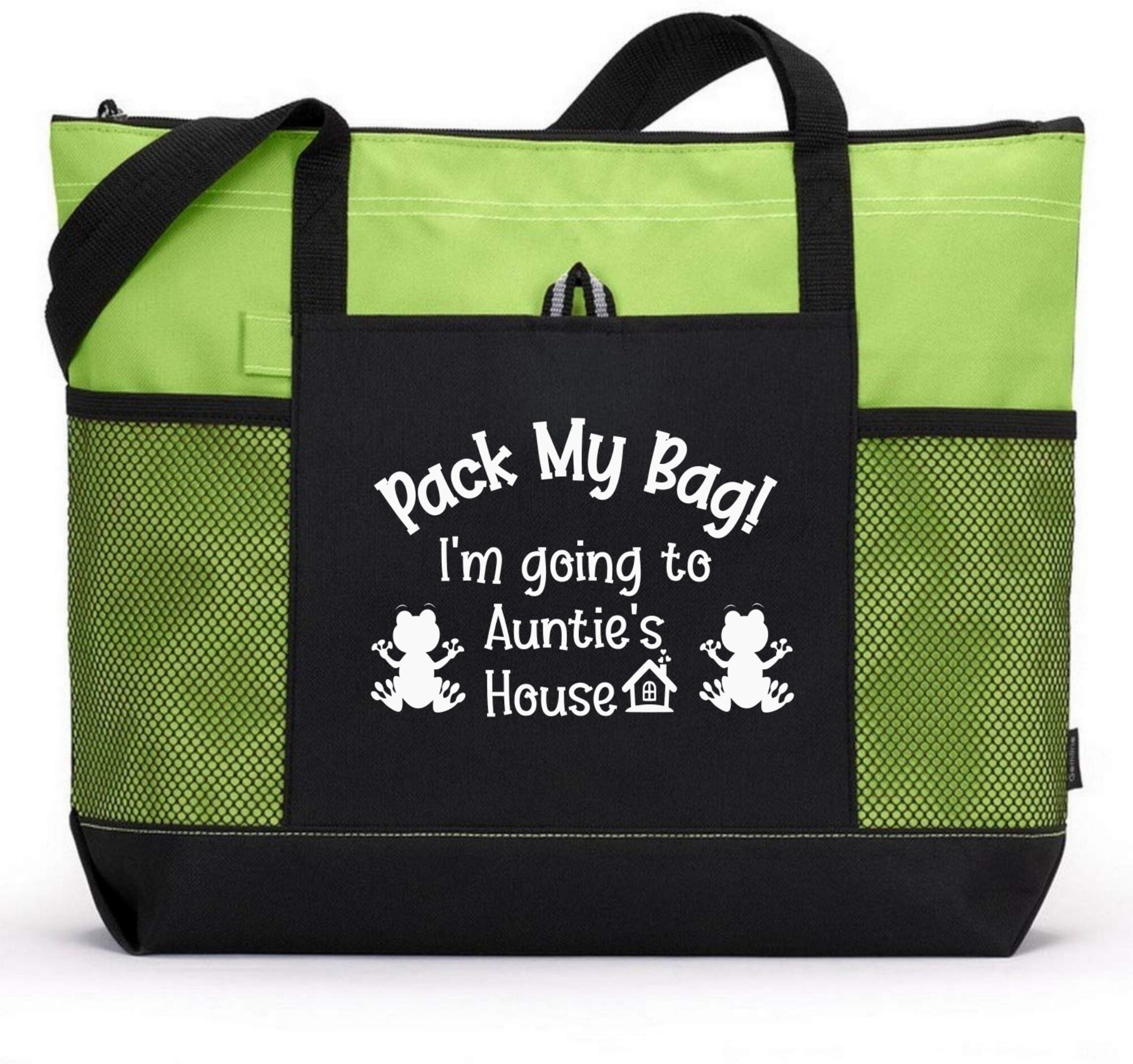 Custom Child Tote, Pack My Bag I'm Going to Auntie's House, Aunt