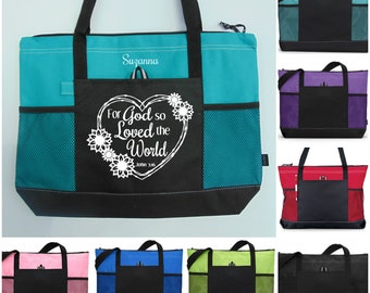 Scripture Tote, For God So Loved the World, John 3:16 Tote, Christian Woman Tote, Inspirational Tote, Gift for Woman, Spiritual Gift