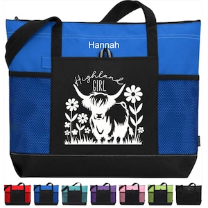 Personalized Highland Cow Tote, Highland Girl Tote Bag, Gift for Highland Lover, Cow Lover Bag, Highland Coo Gift, Scottish Cow Tote
