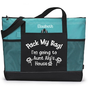 Custom Child Tote, Pack My Bag I&#39;m Going to Auntie&#39;s House, Aunt & Uncle, Kid&#39;s Overnight Bag, Kid&#39;s Travel Bag, Child Suitcase, Kid Bag