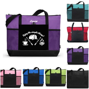 Camping Tote, Enjoy the Simple Things, Camping Lover Tote, Travel Bag, Camper Tote, Vacation Tote Bag, Happy Camper Tote, Camp Bag