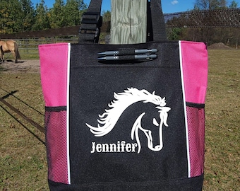Custom Horse Tote Horse lover Gift Horse Tack Bag Equine Tote Horse Gift Riding Helmet Bag Gift for Horse Owner Equestrian Tote Bag B5160