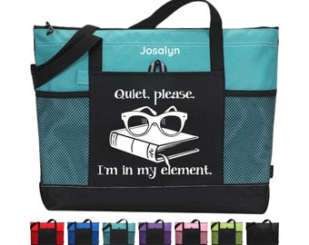 Book Lover Tote Bag Personalized Book Reader Tote Library Book Bag Gift for Librarian Teacher Appreciation Gift Custom Book Bag Schoolbag