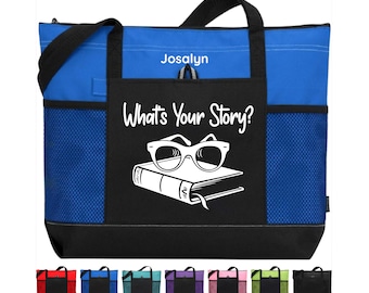 Personalized Book Lover Bag Writer Tote Bag Book Reader Tote Library Book Bag Gift for Librarian Appreciation Gift Custom Bag Schoolbag
