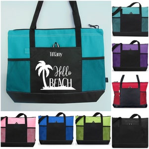 Hello Beach Tote, Vacation Tote, Tote for Beach Lover, Going to the Beach, Travel Bag, Water Resistant Beach Bag, Beach Life, Weekend Bag