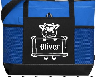 Personalized Baby Tote, Cow Diaper Bag, Baby Bag, Child Travel Bag, Travel Bag for Baby, Baby Shower Gift, Farm Animal Tote, Child Tote