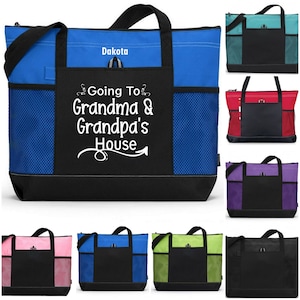 Custom Child&#39;s Tote, Going to Grandma&#39;s House, Nana&#39;s House, Grandma & Grandpa Tote, Kid&#39;s Travel Bag, Vacation Tote, Visit to Grandma&#39;s