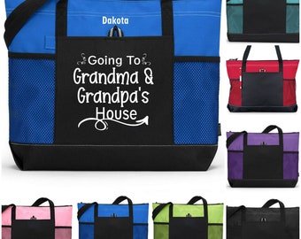 Custom Child's Tote, Going to Grandma's House, Nana's House, Grandma & Grandpa Tote, Kid's Travel Bag, Vacation Tote, Visit to Grandma's