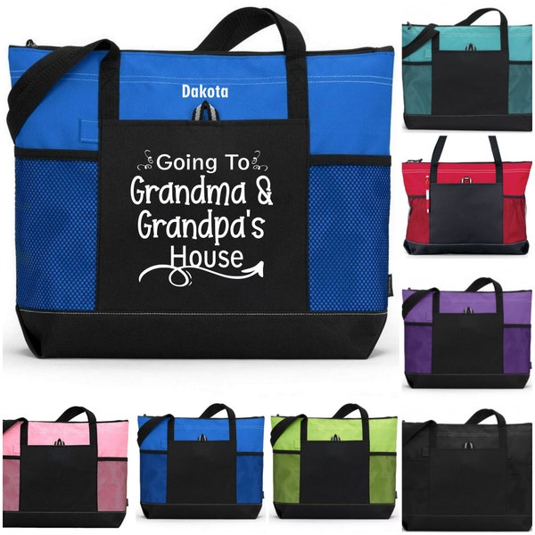 Custom Child's Tote, Going to Grandma's House, Nana's House, Grandma & Grandpa Tote, Kid's Travel Bag, Vacation Tote, Visit to Grandma's