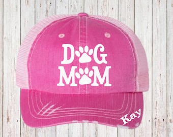 Dog Mom Hat, Mesh Backed Trucker Hat, Dog Lover Hat, Fur Mom Hat, Fur Mama Hat, Denim Hat for Dog Mom