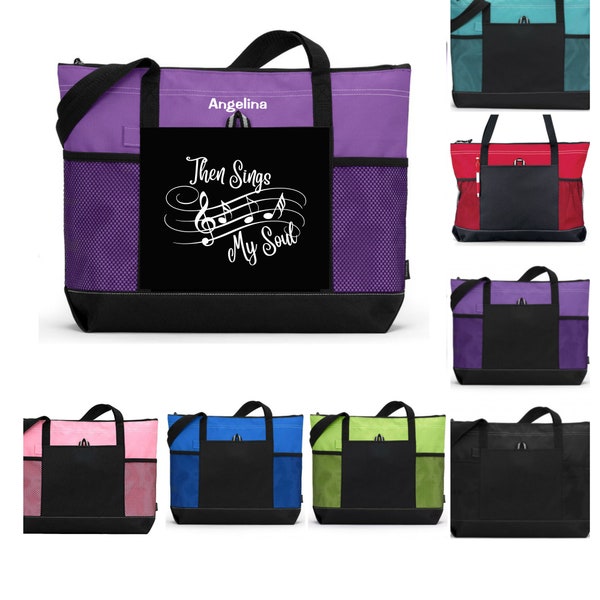 Then Sings My Soul Tote Bag, Musician Tote, Choir Bag, Gift for Singer, Choir Member Tote, Inspirational Bag, Music Lover Tote