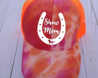 Tie-Dyed Ponytail Horse Show Mom Hat, Ladies Equestrian Hat, Horse Lover Hat, Horse Camp Hat, Horse Trainer Hat, Gift for Horse Girl