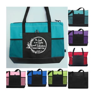The Lord is My Light And Salvation Scripture Tote, Psalms27:1, Christian Woman Tote, Inspirational Bag, Spiritual Gift, Bible Study Bag