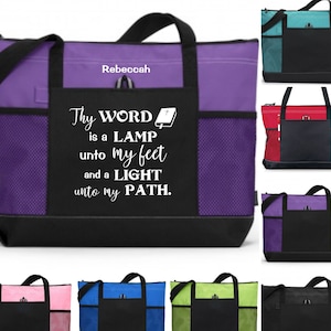 Scripture Tote, Thy Word is a Lamp Unto My Feet, Psalm 119:105 Tote, Christian Bag, Inspirational Tote, Gift for Woman, Spiritual Gift