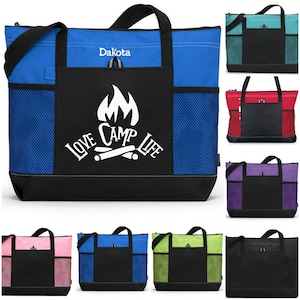 Camping Tote, Love Camp Life, Campfire Tote, Camping Lover Tote, Gift for Camper, Camper Bag, Camp Tote