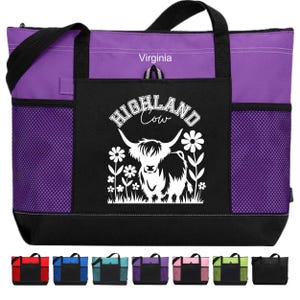 Personalized Highland Cow Tote, Highland Coos Bag, Gift for Highland Coo Lover, Cow Lover Bag, Highland Girl Gift, Scottish Cows Tote,