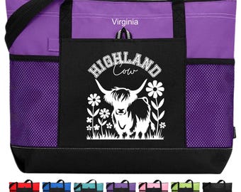 Personalized Highland Cow Tote, Highland Coos Bag, Gift for Highland Coo Lover, Cow Lover Bag, Highland Girl Gift, Scottish Cows Tote,