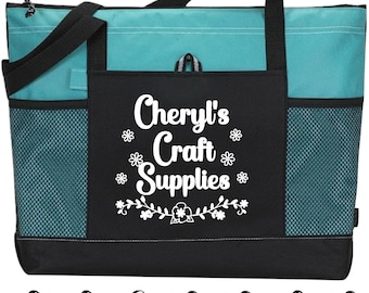 Craft Supply Tote, Personalized Crafter Tote, Bag for Craft Supplies, Tote for Crafts, Gift for Crafter, Zippered Craft Tote