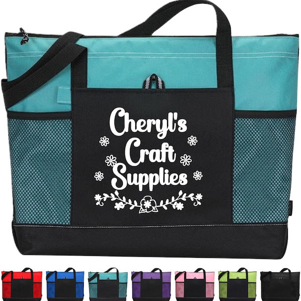 Craft Supply Tote, Personalized Crafter Tote, Bag for Craft Supplies, Tote for Crafts, Gift for Crafter, Zippered Craft Tote
