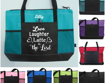 Inspirational Tote "Love Laughter Latte and the Lord" Coffee Lover Tote Christian Woman Gift Encouragement Gift Spiritual Gift