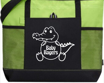 Personalized Alligator Tote, Alligator Bag, Zoo Animal Bag, Baby Shower Gift, Wild Animal Tote, Toy Bag, Jungle Safari Animal Tote Bag