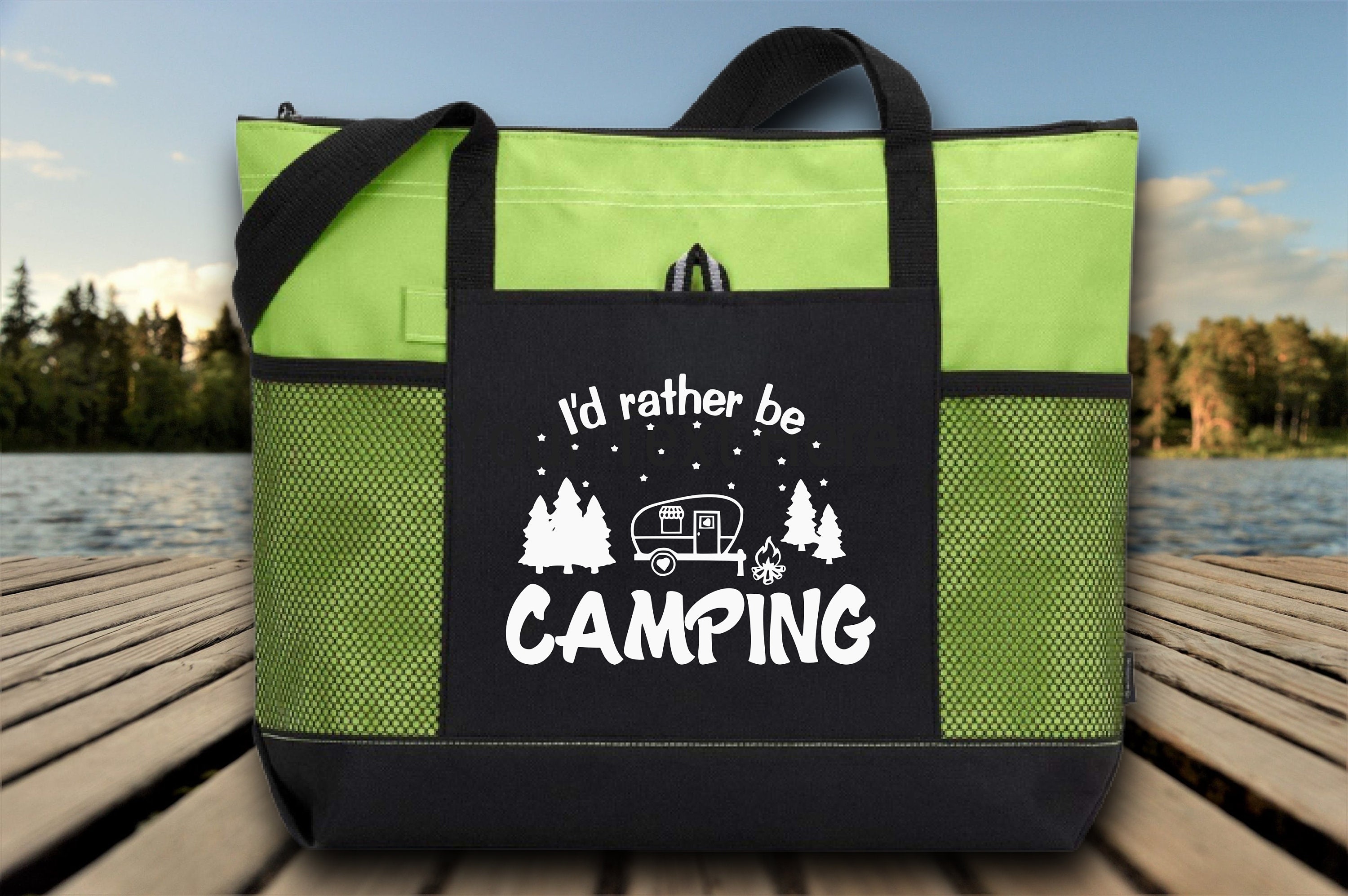 Camping Tote I'd Rather Be Camping Design Camping Lover Etsy