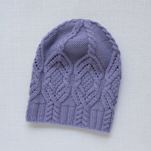 Women&#39;s Hand Knit Hat - Winter Hat - Beanie - Merino Wool Hat - Wool Hat - Amethyst Hat - Cable Hat - Cable Beanie - Gift for Women