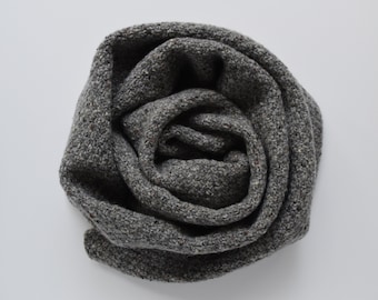 Hand Knit Kilcarra Tweed Wool Long Scarf: Unisex Grey Scarf