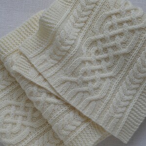 Women's Hand Knit Extra Long Scarf Off-White Scarf Aran Scarf Celtic Cable Knit Scarf Unisex Scarf Wool Scarf Warm Scarf image 5