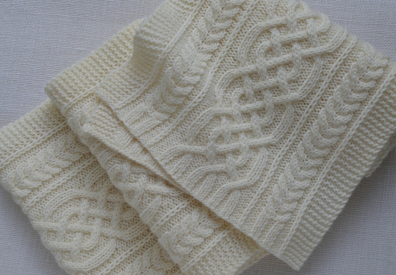 Women's Hand Knit Extra Long Scarf Off-White Scarf Aran Scarf Celtic Cable Knit Scarf Unisex Scarf Wool Scarf Warm Scarf image 5