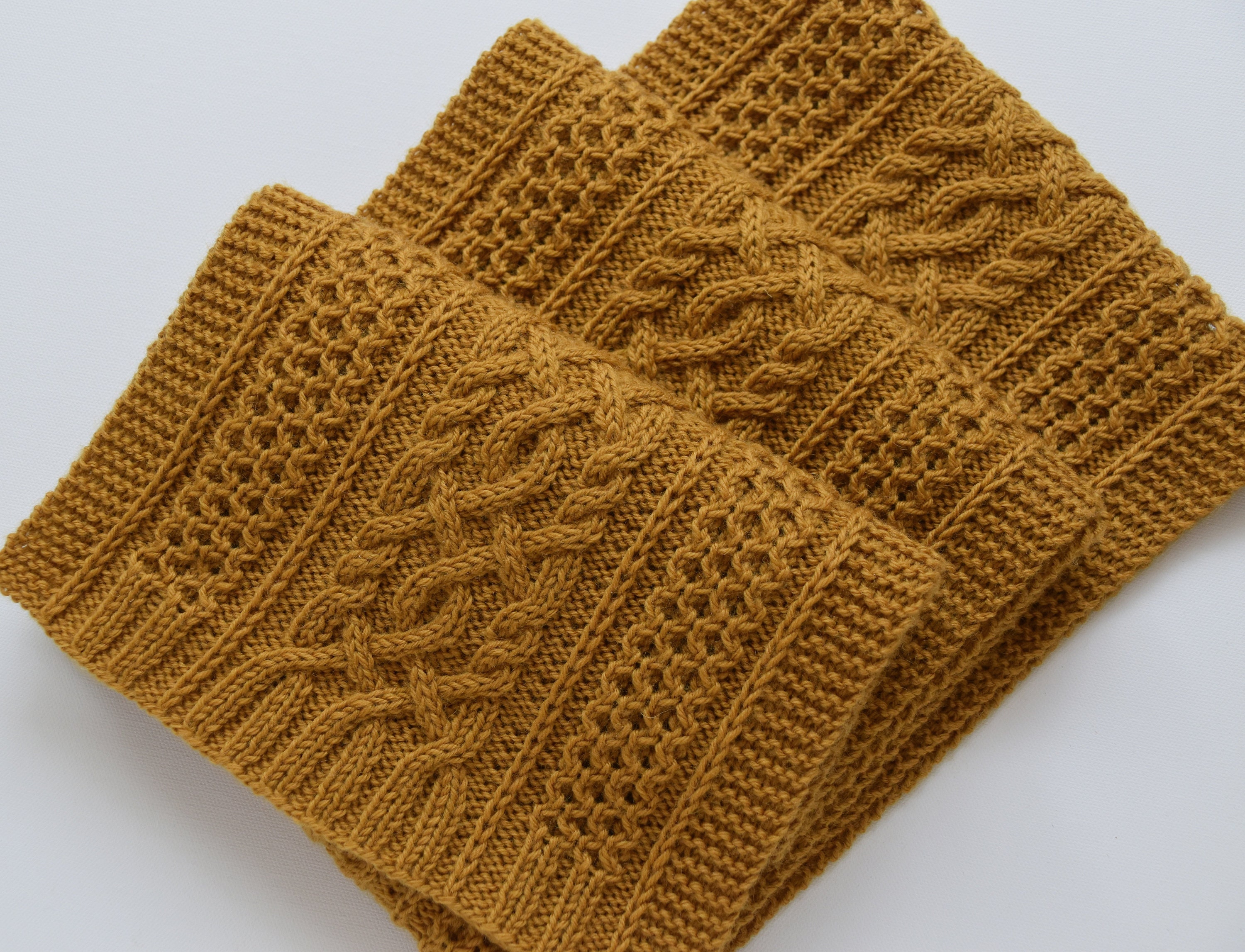 Hand Knit Long Wool Scarf With Arans: Celtic Cable Knit, Mustard Yellow ...