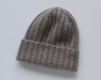 Unisex Knit Hat - Winter Hat - Beanie - Wool Hat - Kid Mohair Hat - Beige Hat - Ribbed Hat - Beige Beanie - Women's Hat - Men's Hat - Hat