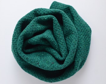 Women's Hand Knit Very Long Scarf - Emerald Green Scarf - Soft Donegal Merino Tweed Scarf - Unisex Scarf - Cozy Scarf - Warm Scarf