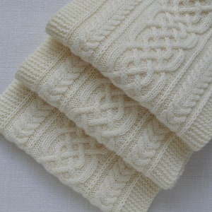 Women's Hand Knit Extra Long Scarf Off-White Scarf Aran Scarf Celtic Cable Knit Scarf Unisex Scarf Wool Scarf Warm Scarf image 1