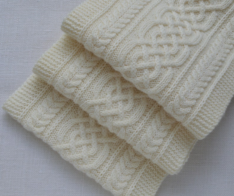 Women's Hand Knit Extra Long Scarf Off-White Scarf Aran Scarf Celtic Cable Knit Scarf Unisex Scarf Wool Scarf Warm Scarf image 1