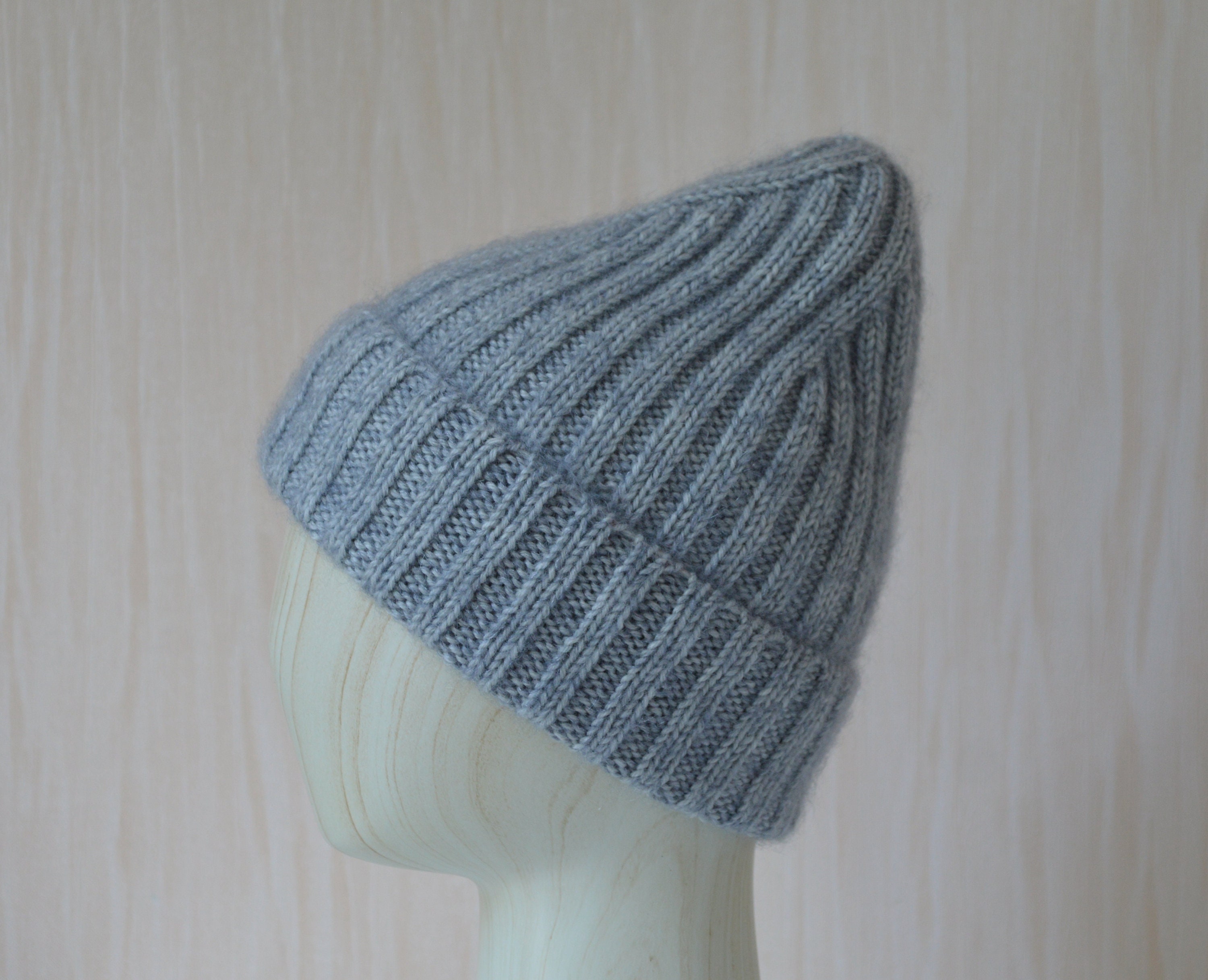 Hand Knit Gray Mohair Ribbed Beanie Archer beanie – Sari Nordlund main image 3
