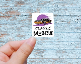 Vintage Muscle Car Sticker: Retro Garage Decal
