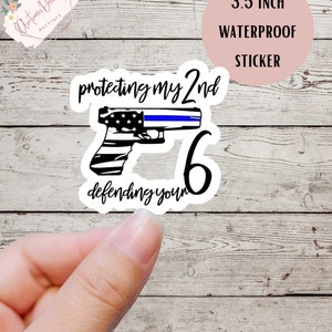 Politie Blue Line Sticker Cop Decal Blue Lives Support Politie 2e amendement ter bescherming van uw zes cadeau idee voor agent Politieagent vlag Amerika