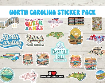 Beautiful north carolina stickers, state outline decal, NC home sticker, north carolina gift, laptop, water bottle aesthetic stickers