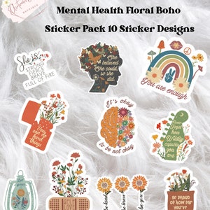 Geestelijke gezondheid stickerpakket/bloemen/geestelijke gezondheid/plezier/waterdichte sticker/stickers/sticker/stickerpakket/bloemen/esthetische stickers/laptopsticker